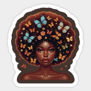 Afro Beauty With Butterflies Sticker